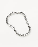 Mens Flat Curb Chain Bracelet | Silver Plated