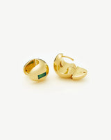 Molten Gemstone Dome Small Hoop Earrings | 18ct Gold Plated/Green Onyx