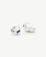 Molten Gemstone Dome Small Hoop Earrings | Silver Plated/Lab Grown Blue Sapphire