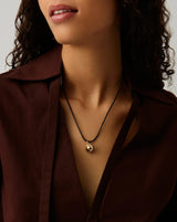 Orb Gemstone Pendant Cord Necklace | 18ct Gold Plated / Black Spinel