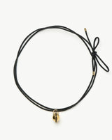 Orb Gemstone Pendant Cord Necklace | 18ct Gold Plated / Black Spinel