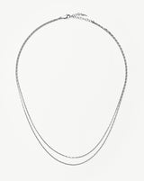 Savi Twisted Double Chain Necklace | Silver Plated