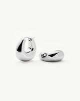 Sculptural Chubby Small Hoop Earrings | Silver Plated