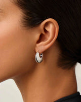 Sculptural Pebble Small Hoop Earrings | Silver Plated
