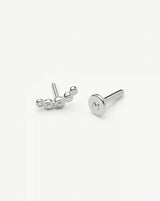Solid Gold Diamond Ear Climber Flat Back Stud Earring | 9ct Solid White Gold