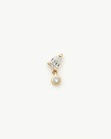 Solid Gold Pear Diamond Charm Flat Back Stud Earring | 9ct Solid Gold