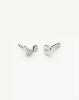Solid Gold Pear Diamond Charm Flat Back Stud Earring | 9ct Solid White Gold