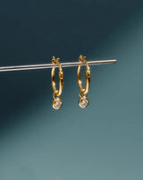 Tennis Charm Mini Hoop Earrings | 18ct Gold Vermeil/Cubic Zirconia