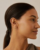 Tennis Charm Mini Hoop Earrings | 18ct Gold Vermeil/Sapphire Blue Nano-crystal