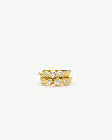 Triple Stone Small Hoop Earrings | 18ct Gold Plated